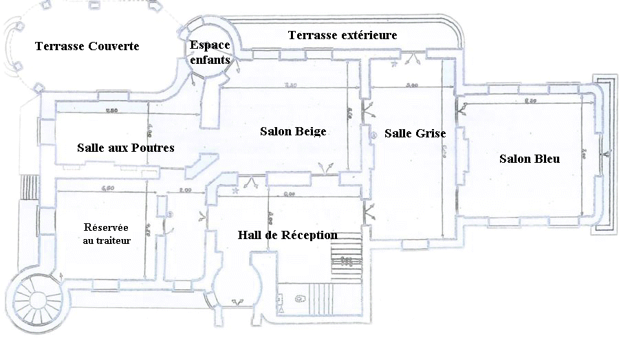 Plan des salles, terrasses au rez de chauss�e Ch�teau du Repaire � Vigeois en Corr�ze